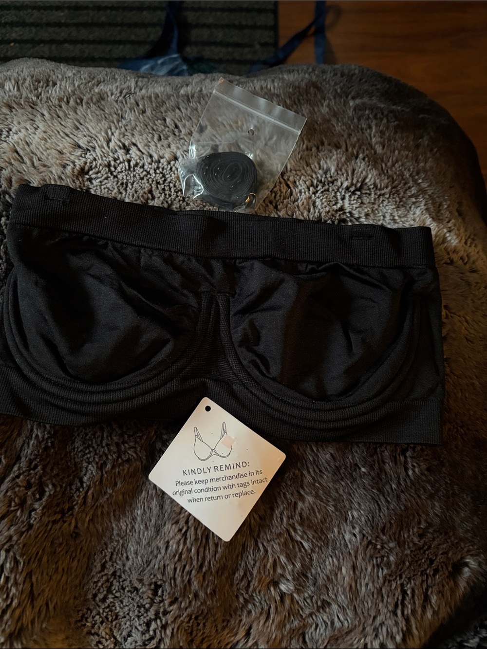 Black Strapless Bandeau Bra with Removable Straps